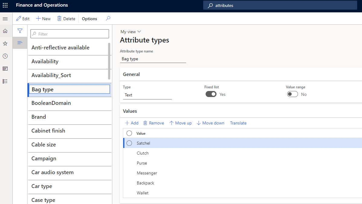 Attribute types page.