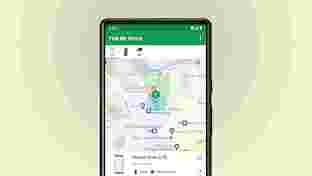 一部 Android 手機，在倫敦市區的地圖上顯示「尋找我的裝置」使用者介面。