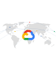 世界地図上に表示されたGoogle Cloud のロゴ