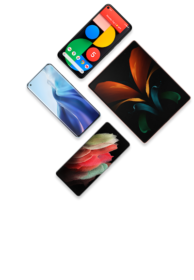 Collage ng mga device na pinapagana ng Android