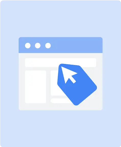 An illustration of a cursor attaching a tag to a webpage.