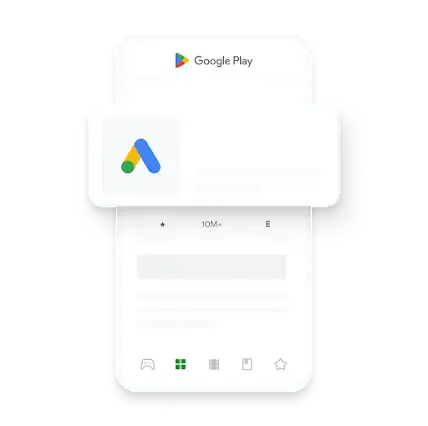 Ilustración de la aplicación para dispositivos móviles de Google Ads en Google Play Store