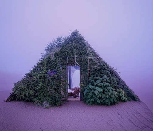 Một ngôi nhà có nền màu tím