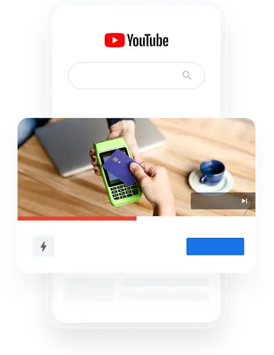 En YouTube-annons för en bank som visar en person som betalar med sin telefon