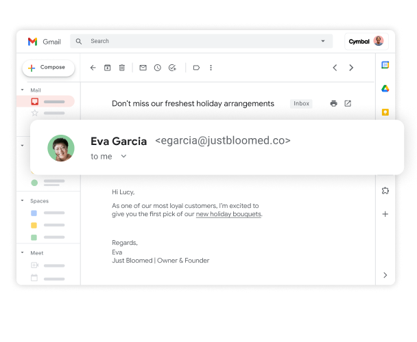 Usuário do Workspace com um e-mail comercial personalizado (@suaempresa)