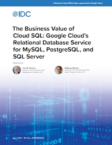 Cloud SQL의 비즈니스 가치 IDC 보고서 앞표지