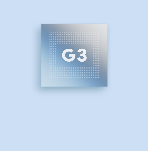マクロ撮影した Google Tensor G3 チップの画像。