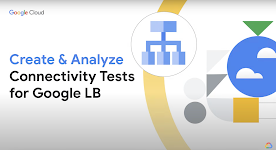 屏幕上的视频标题：创建和分析 Google 负载均衡器的 Connectivity Tests