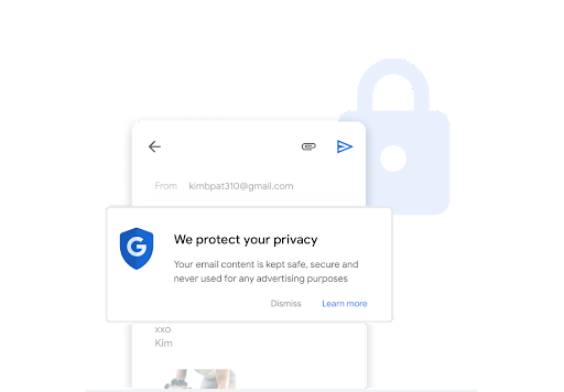 Upozornění o ochraně soukromí zobrazené nad e-mailem