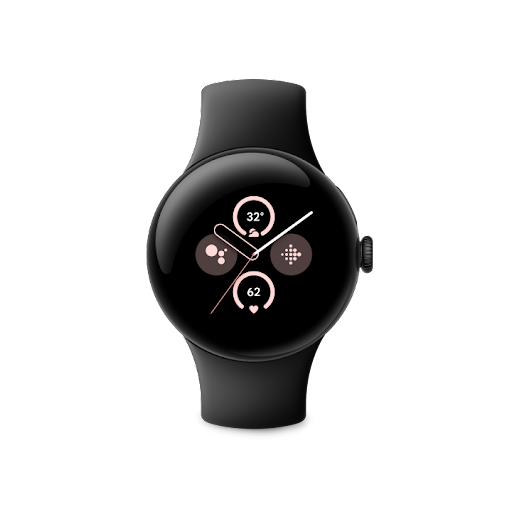 A Pixel Watch 2 with multiple apps open on its watch face.