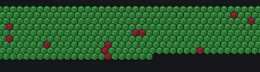 Pontos verdes representando recursos de TI em execução e pontos vermelhos indicando recursos de TI com falha em uma grade