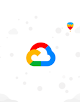 Logotipo de Google Cloud con globos en el fondo