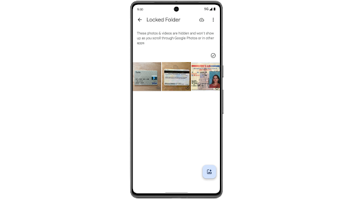 Bruk av en Android-telefon for å flytte videoer og bilder i Google Foto til passordbeskyttede Låst mappe og vise at den mappen sikkerhetskopieres til nettskyen.