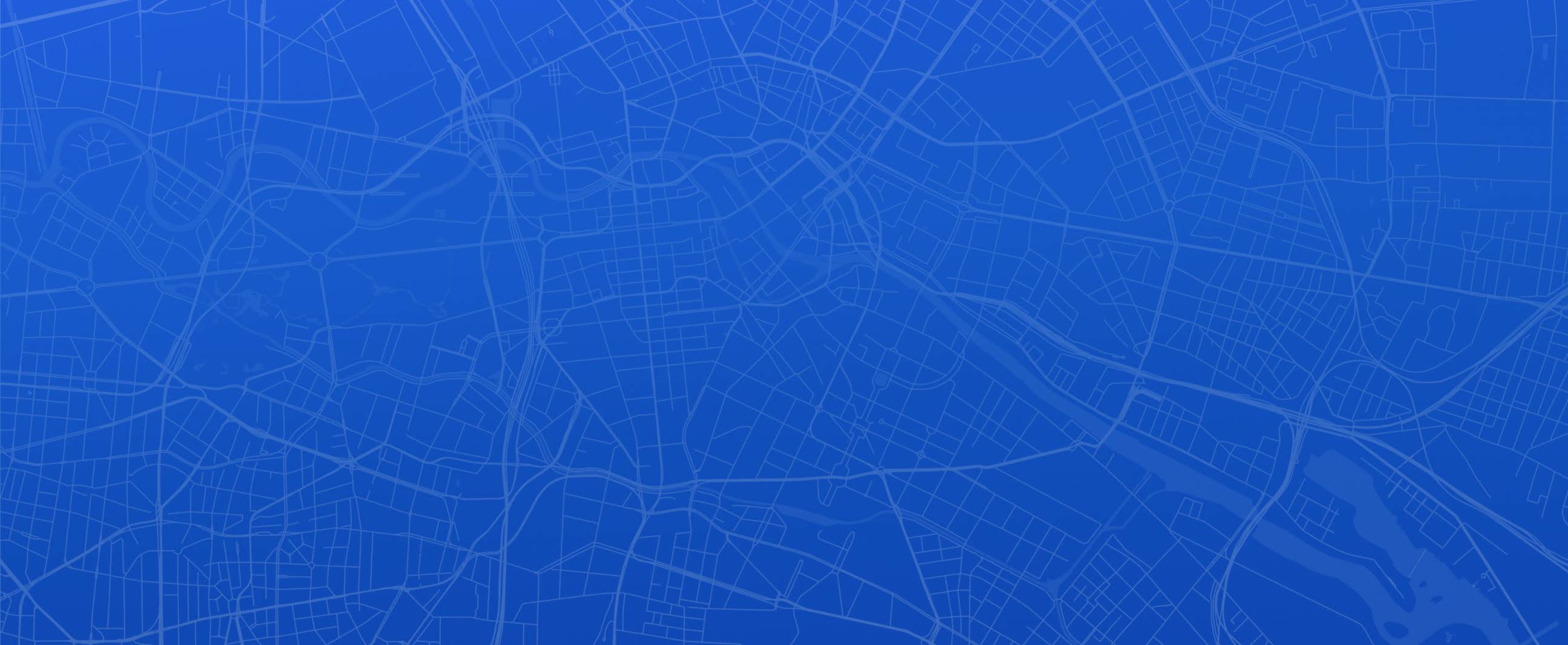 Una mappa blu e bianca di una città