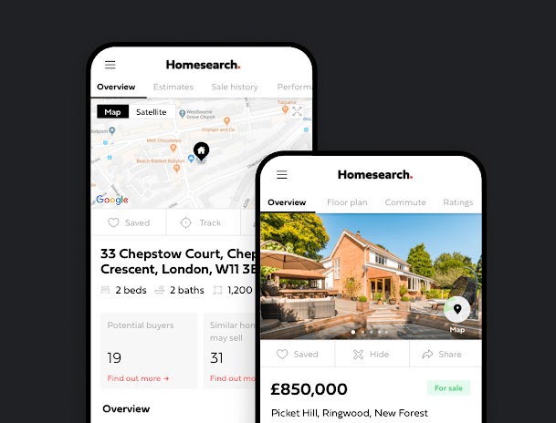 Fiche concernant un logement sur l'application Homesearch