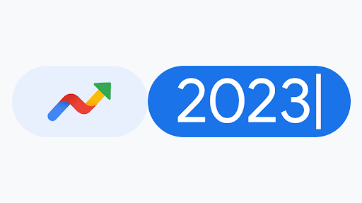 Google Trends logo next to a search bar containing “2023” with a cursor at the end