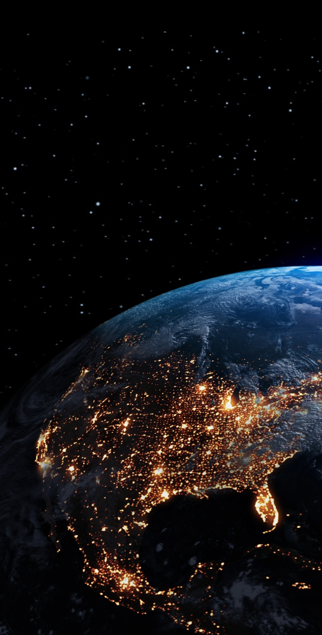Foto de la Tierra tomada de noche y enfocada en EE.UU.