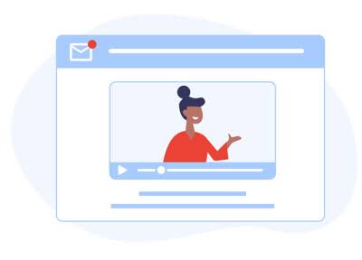 Illustration af en browser med en kvinde i et videovindue.