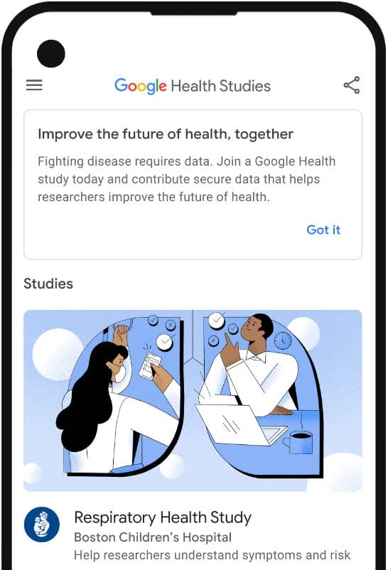 Google Health UI homepage