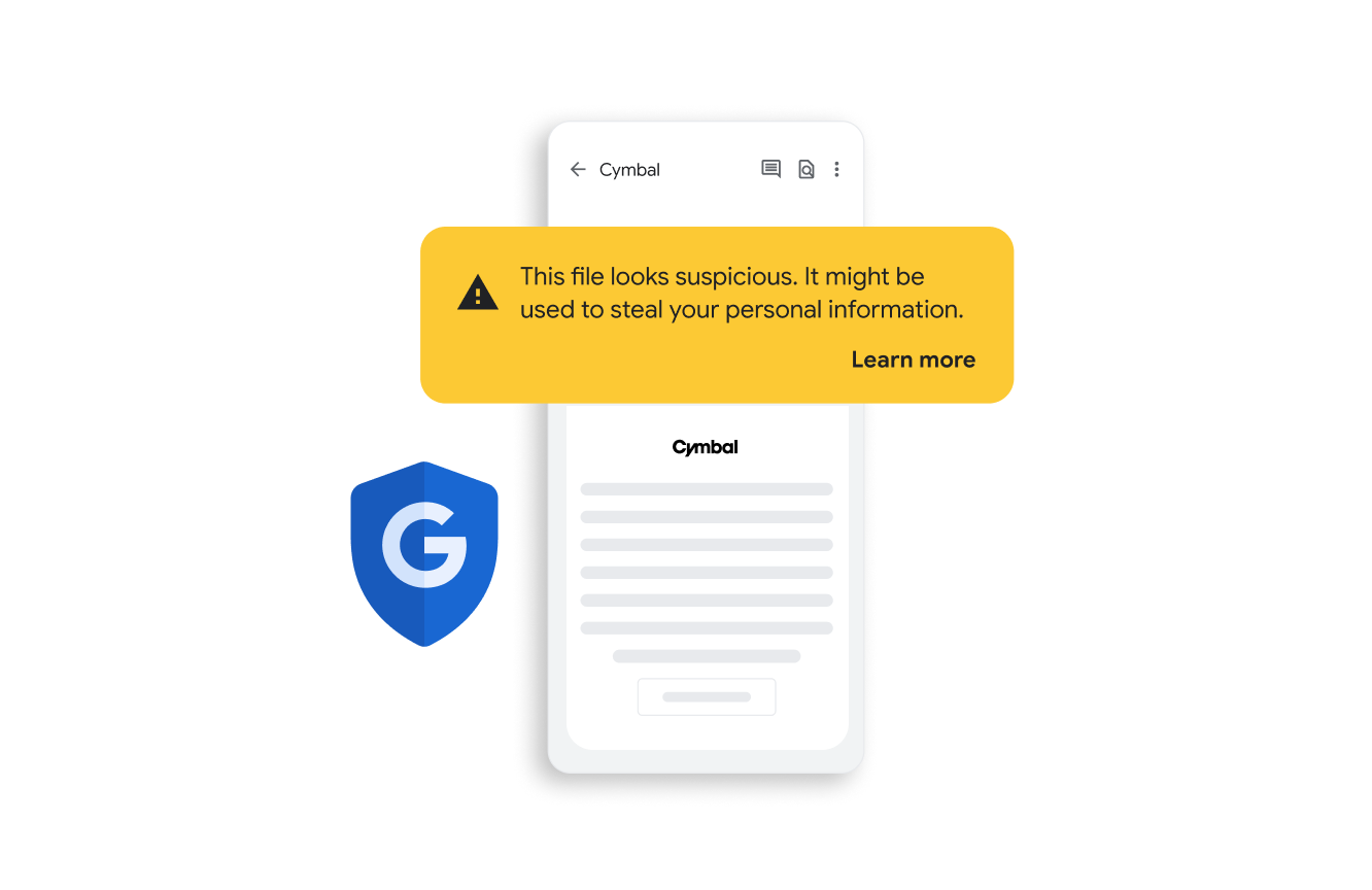 Mensagem de segurança do Google Workspace para que os usuários tenham cuidado com um problema detectado em outro local