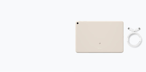 Back of Pixel Tablet and a USB-C to USB-C cable.
