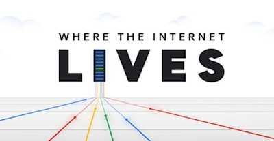 Logo Where the Internet Lives montrant un serveur de centre de données