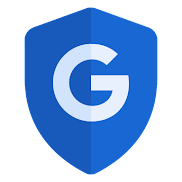 Blaues Sicherheitsschild mit Spitze und dem G-Logo von Google in der Mitte.