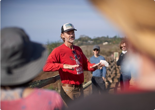 Abe providing instructions to volunteers ahead of service in Santa Barbara.