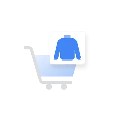 The sweater from the Google Ad being added to a customer’s online shopping cart.