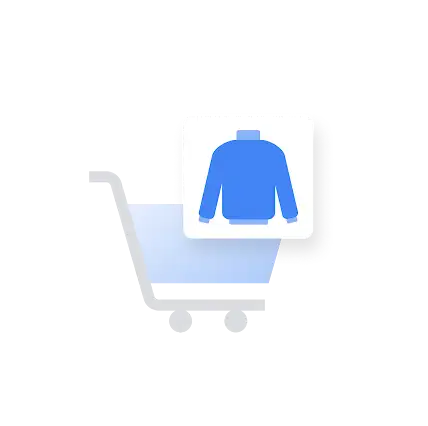 The sweater from the Google Ad being added to a customer’s online shopping cart.