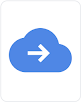 Ikon cloud biru dengan panah putih di tengah yang menunjuk ke kanan