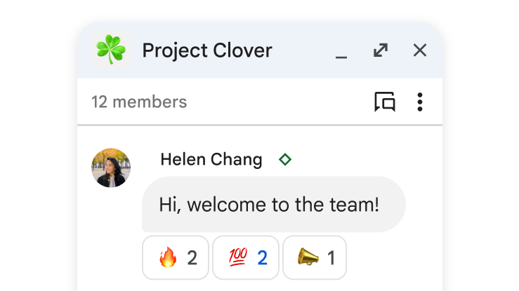 名称为“Project Clover”（三叶草项目）的 Chat 聊天室在欢迎新成员。