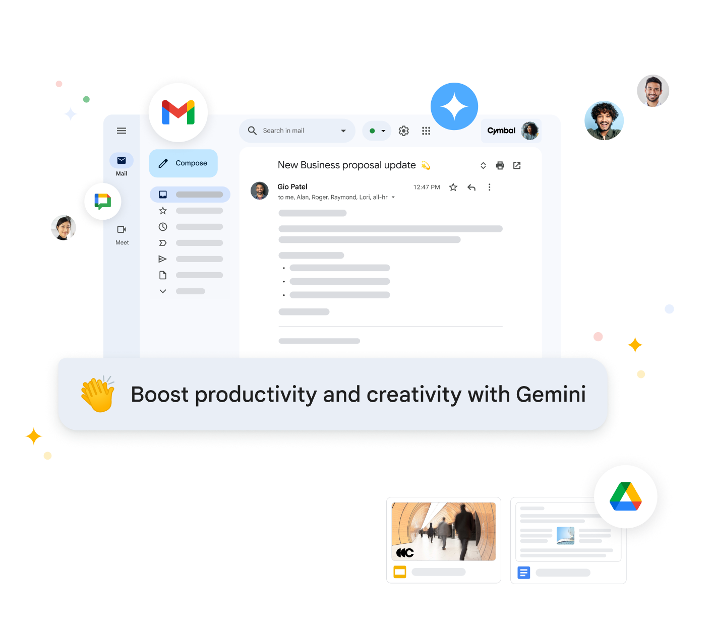 Gemini untuk Workspace meringkas email dan menyarankan balasan di Gmail untuk membantu meningkatkan produktivitas.