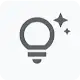An icon depicting a “bright idea” light bulb