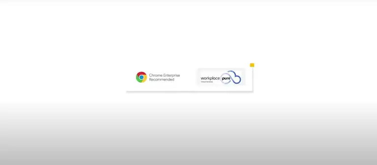 Chrome Enterprise and KonicaMinoltaWorkplacePure logos