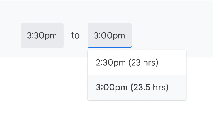 Giao diện người dùng cho thấy lựa chọn kéo dài một cuộc họp đến 23,5 giờ