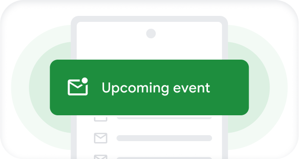 Una notificación push con el mensaje “Upcoming event” (Próximo evento) 