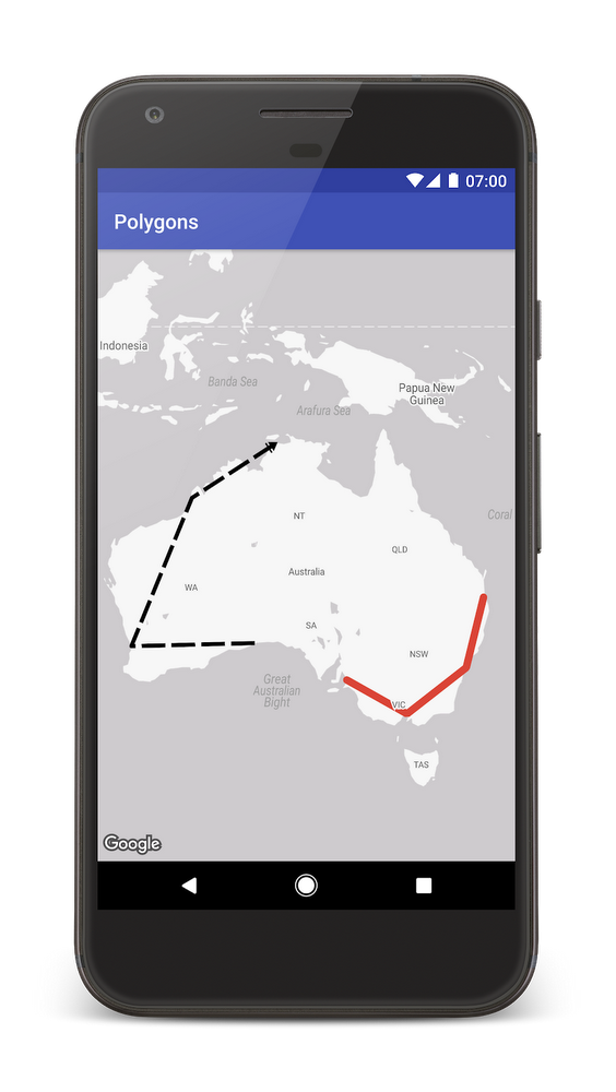 Polylines on a mobile phone 