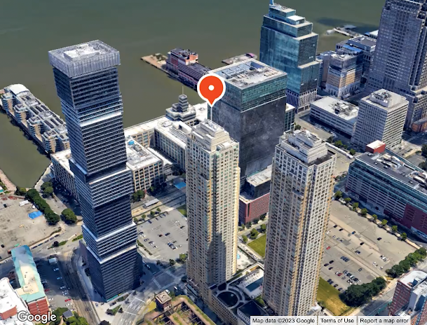 Vista aérea en 3D de un edificio en una ciudad