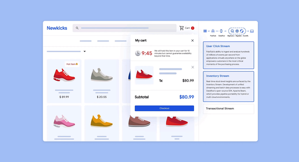 Screenshot di un'app per acquisti, che mostra due righe con quattro scarpe