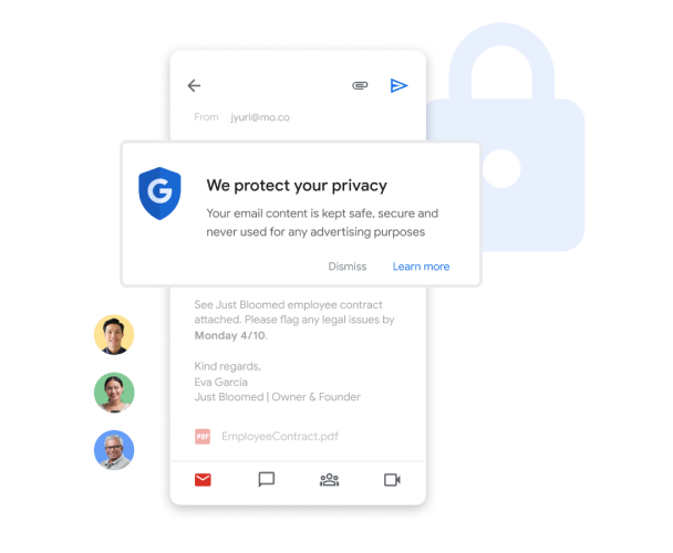 Gmail 具備企業級安全防護，可保障企業資料安全