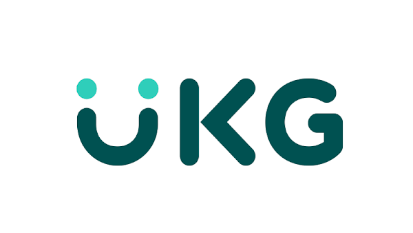 Logo, das UKG mit einem Smiley als „U“ ausschreibt