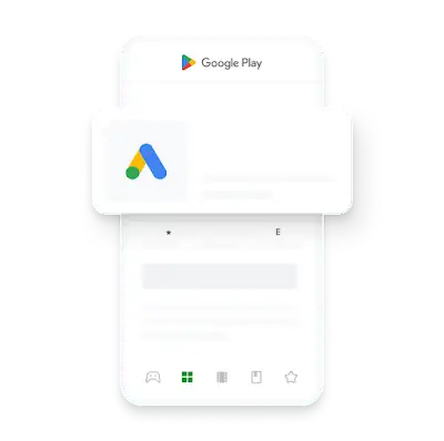 Illustrasjon av Google Ads-mobilappen i Google Play-butikken.
