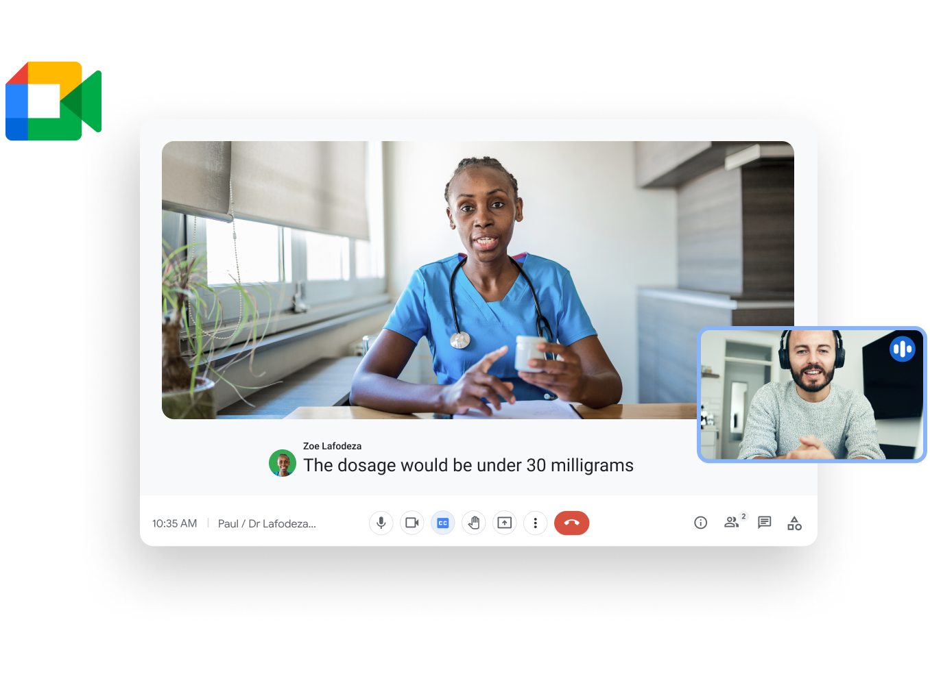 Workspace のイメージ図 - 医師が患者とビデオ通話で最新情報を共有