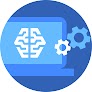 Imagen de un monitor con el icono de la tecnología de inteligencia artificial de Google y dos ruedas dentadas engranadas