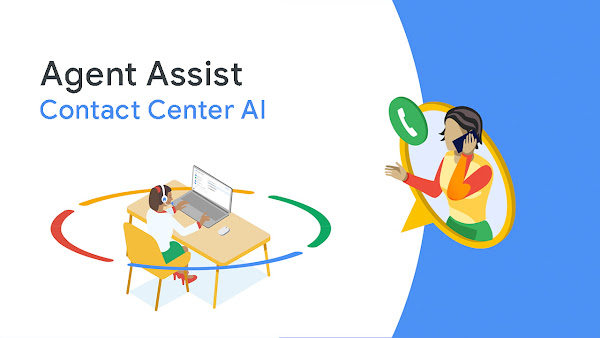 Ilustrasi agen pusat panggilan yang membantu pelanggan dengan bantuan teknologi Agent Assist Contact Center AI.