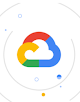 Das Google Cloud-Logo auf einem verspielten Hintergrund