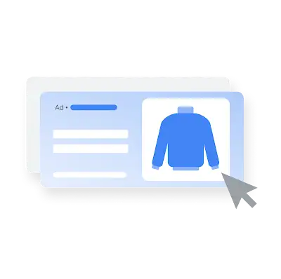 A cursor clicks on a Google Ad for a sweater.