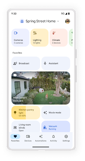 A screenshot of the Google Home app home screen.