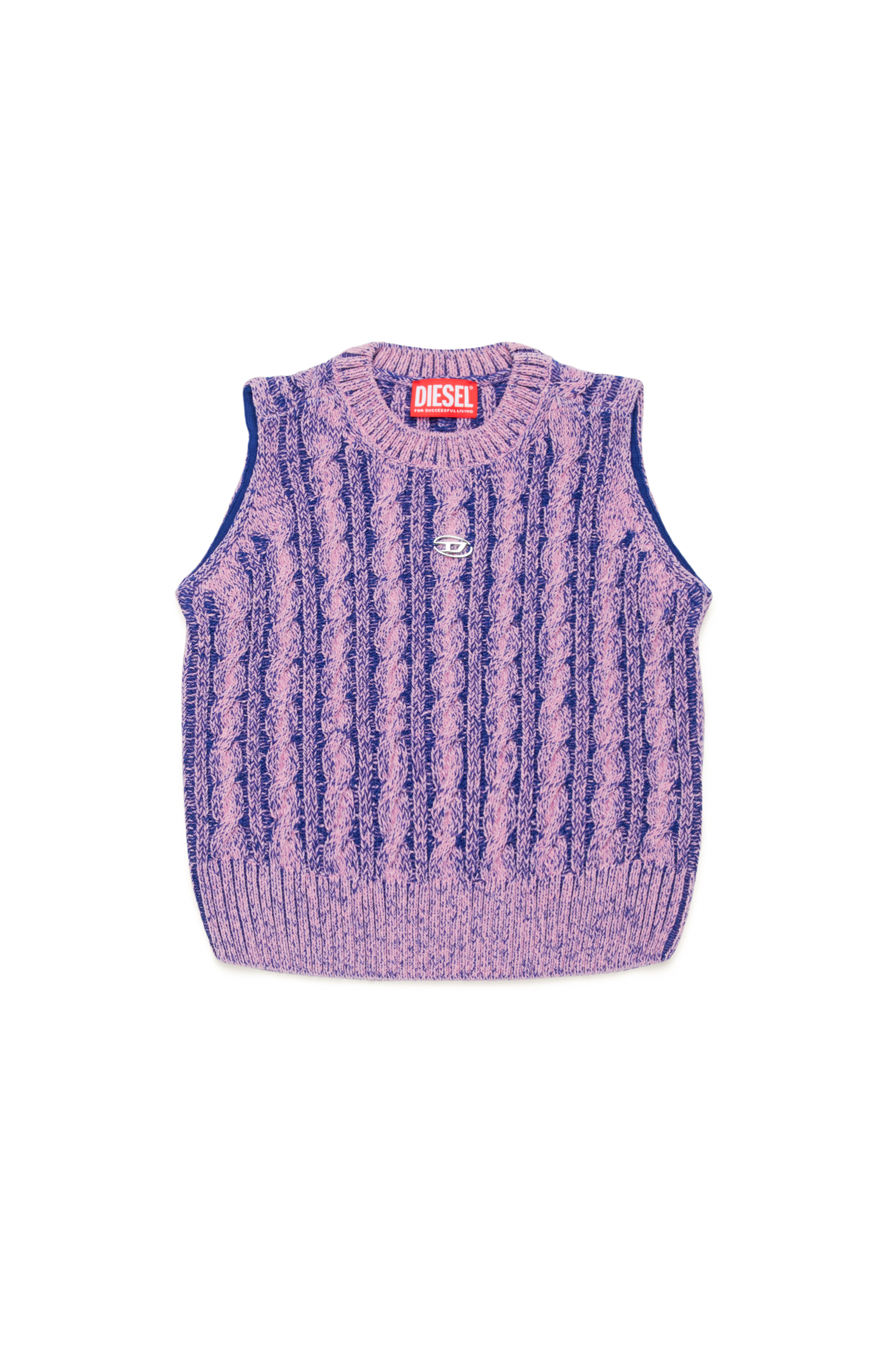 Diesel - KMPANAS, Woman Cable-knit vest in two-tone yarn in Violet - Image 1